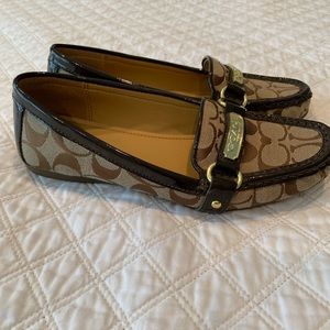 Coach brown loafers with gold details